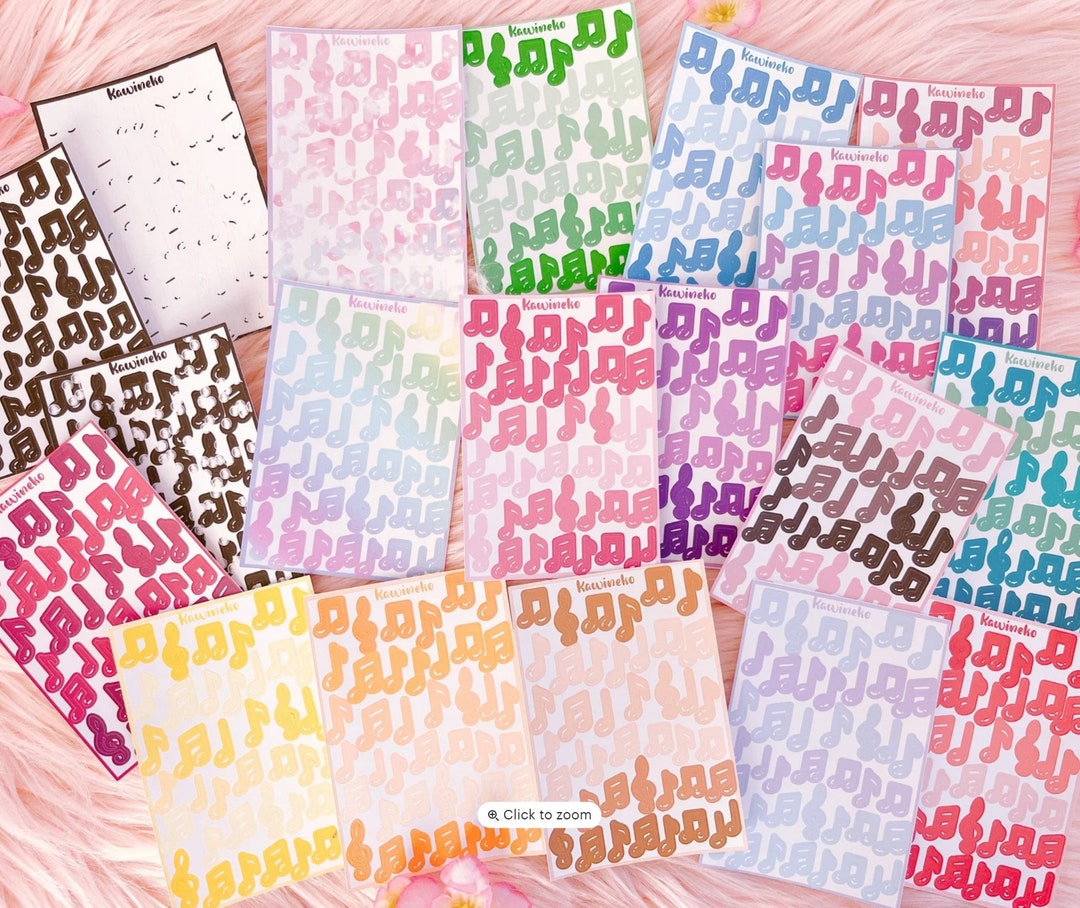 Musical Notes Sticker Sheet Journaling Deco Polcos Planner Scrapbooking ...