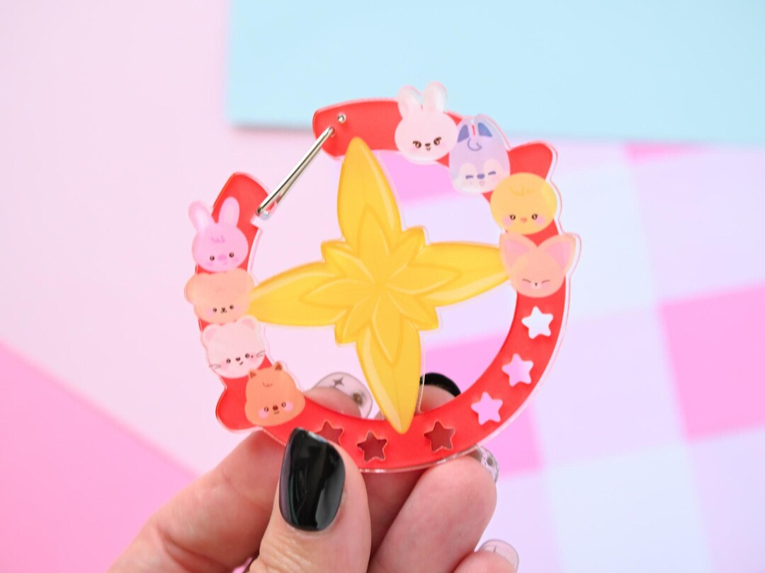 Carabiner Keychain Charm Stay Acrylic Card Holder Kpop Photocard