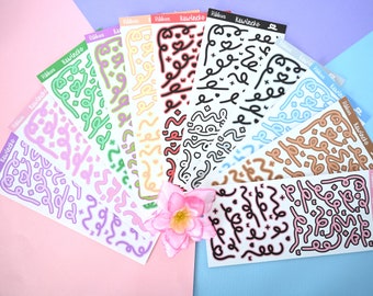 Hojas de pegatinas de cinta de dos colores con pequeños adornos, hojas de pegatinas de confeti, pegatinas de carga superior, pegatinas para diario