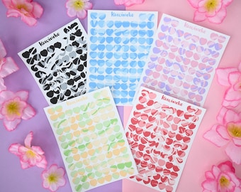 little hearts with liquid marble pattern Sticker Sheet journaling deco polcos planner scrapbooking