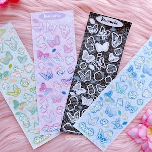 Hojas de pegatinas con hermosas mariposas, polcos decorativos, cargadores superiores, diario