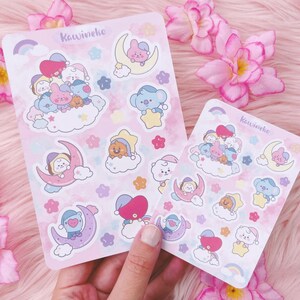 Hojas de pegatinas de dibujos animados de ensueño K-pop