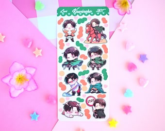 Hoja de pegatinas decorativas de anime para diario, estilo polcos, chibi lindo