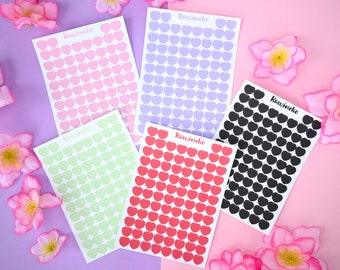 little hearts solid color sticker sheet journaling deco polcos planner scrapbooking
