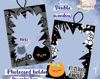 Portatarjetas fotográficas Yoongi 2 con ventana, portatarjetas acrílico, portatarjetas Kpop, portatarjetas llavero, regalo para fans, PC Agust D