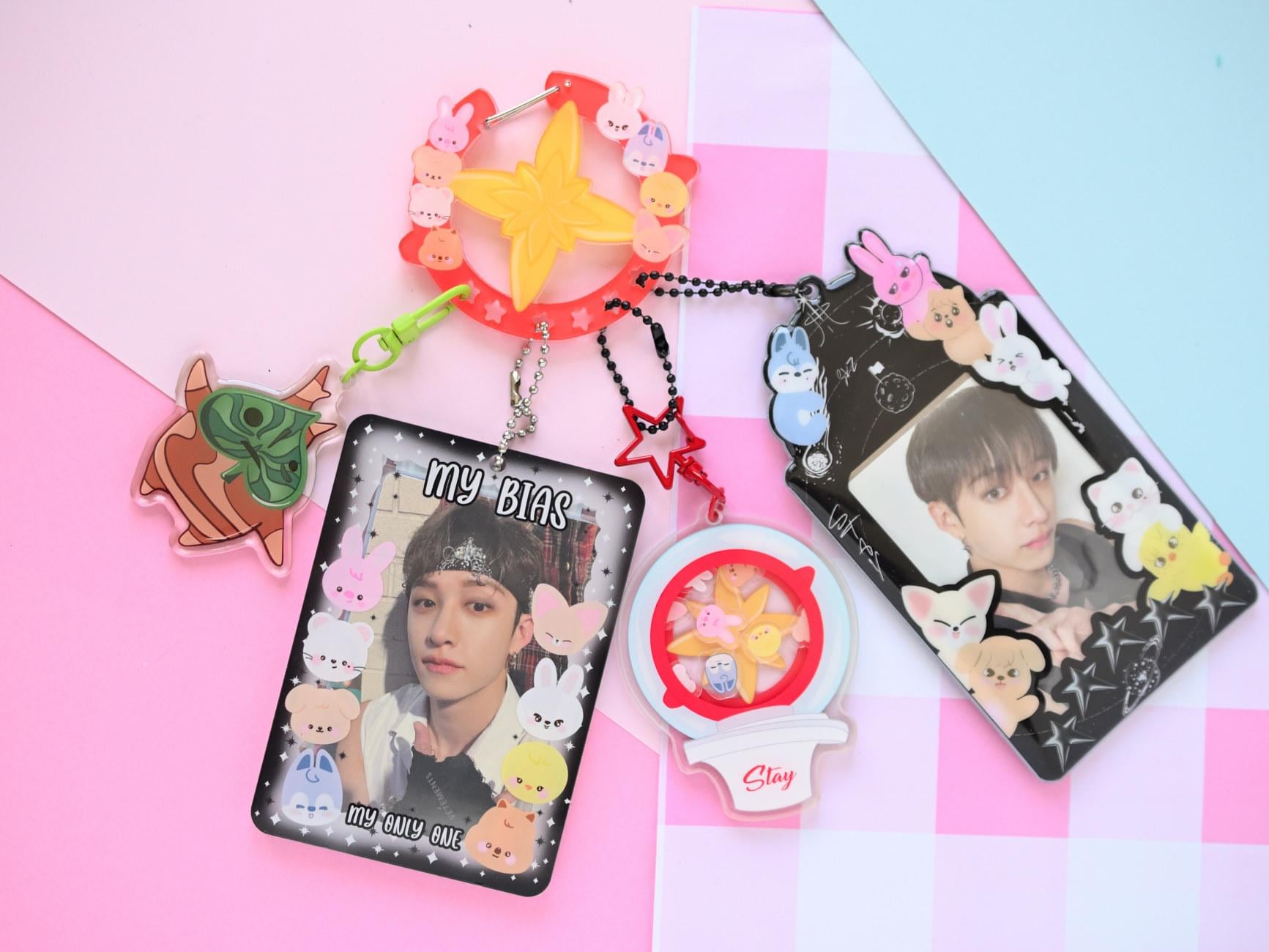 Carabiner Keychain Charm Stay Acrylic Card Holder Kpop Photocard