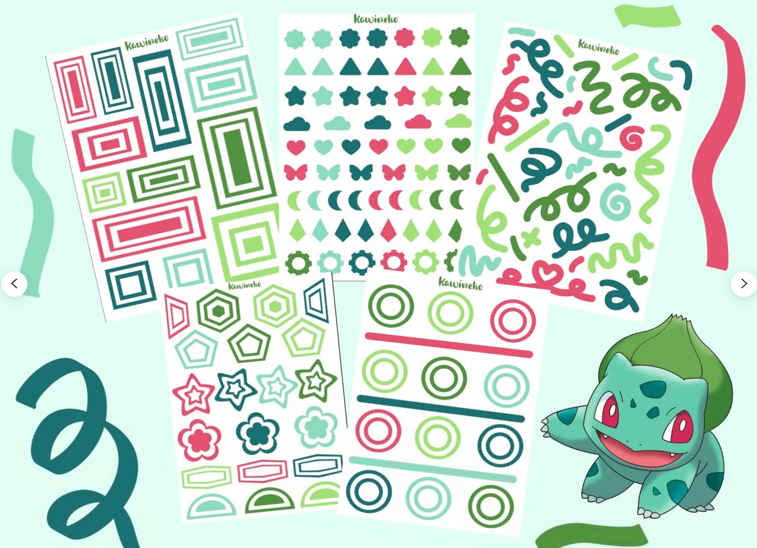 Bulbasaur Color Core Deco Sticker Set Polcos Journaling Scrapbooking - Etsy