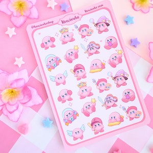 kirby klistermärkesark gul gamer gaming söt deco rosa kawaii