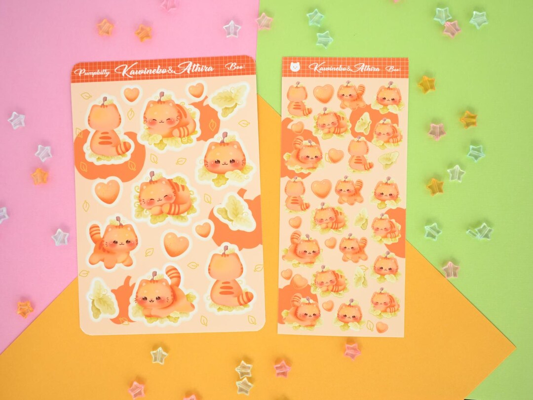 Pumpkitty Cute Spooky Sticker Sheet Halloween Cats and Pumpkins Fall ...