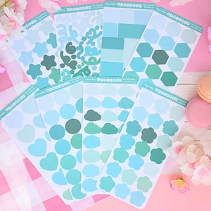 Pacote de adesivos decorativos concêntricos em cores menta, núcleo colorido para anotações, polcos com carregador superior