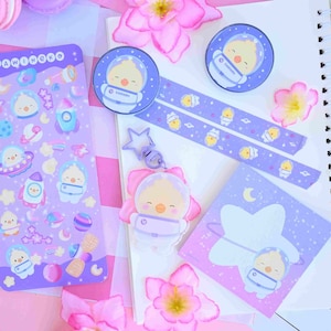Pollito Astronaut Set Pack memopad washi tape Original Schriftzeichen Stickerbogen Huhn