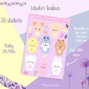 Hoja de pegatinas de animales lindos, dibujos animados, kpop, pollo, lobo, hurón, kawaii