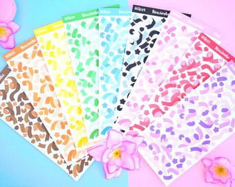 Hojas de pegatinas de cintas con pequeños adornos, hojas de pegatinas de confeti de colores, pegatinas de carga superior, pegatinas para diario