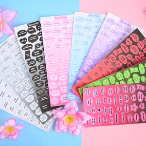 Hojas adhesivas con mensajes de texto en forma de burbuja, hojas adhesivas con confeti de colores, cargadores superiores, diarios, polcos