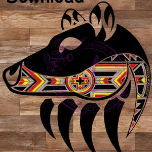Medicine wheel design bear with paw DIGITAL FILE