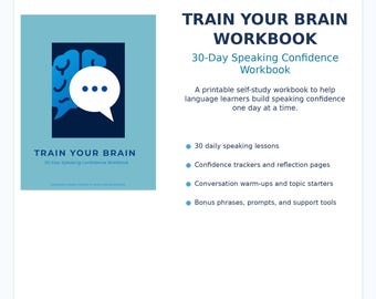 Trainiere dein Gehirn Arbeitsheft | 30-Tage-Selbstbewusstseins-Challenge für Sprachenlernende | ESL EFL Druckbarer Lernführer