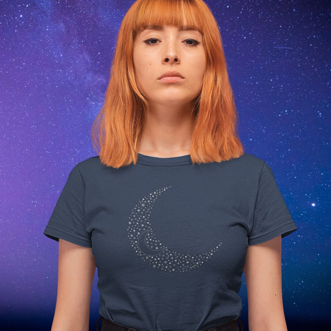 Moon and Stars Shirt Starry Night Shirt Moon Shirt Night Etsy