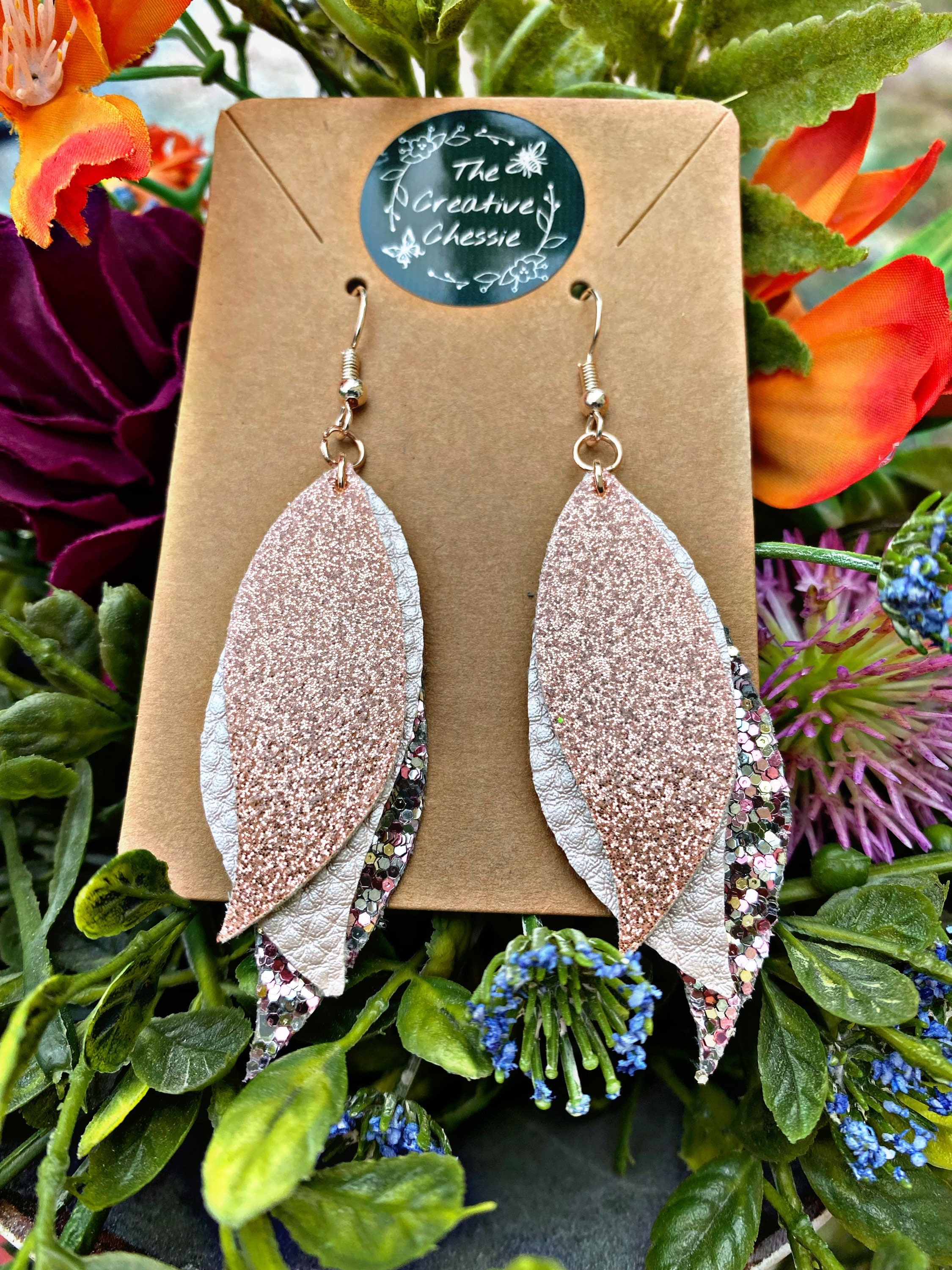Boucles D'oreilles Triple étage Cuir Faux Argenté - Neuf Avec étiquettes