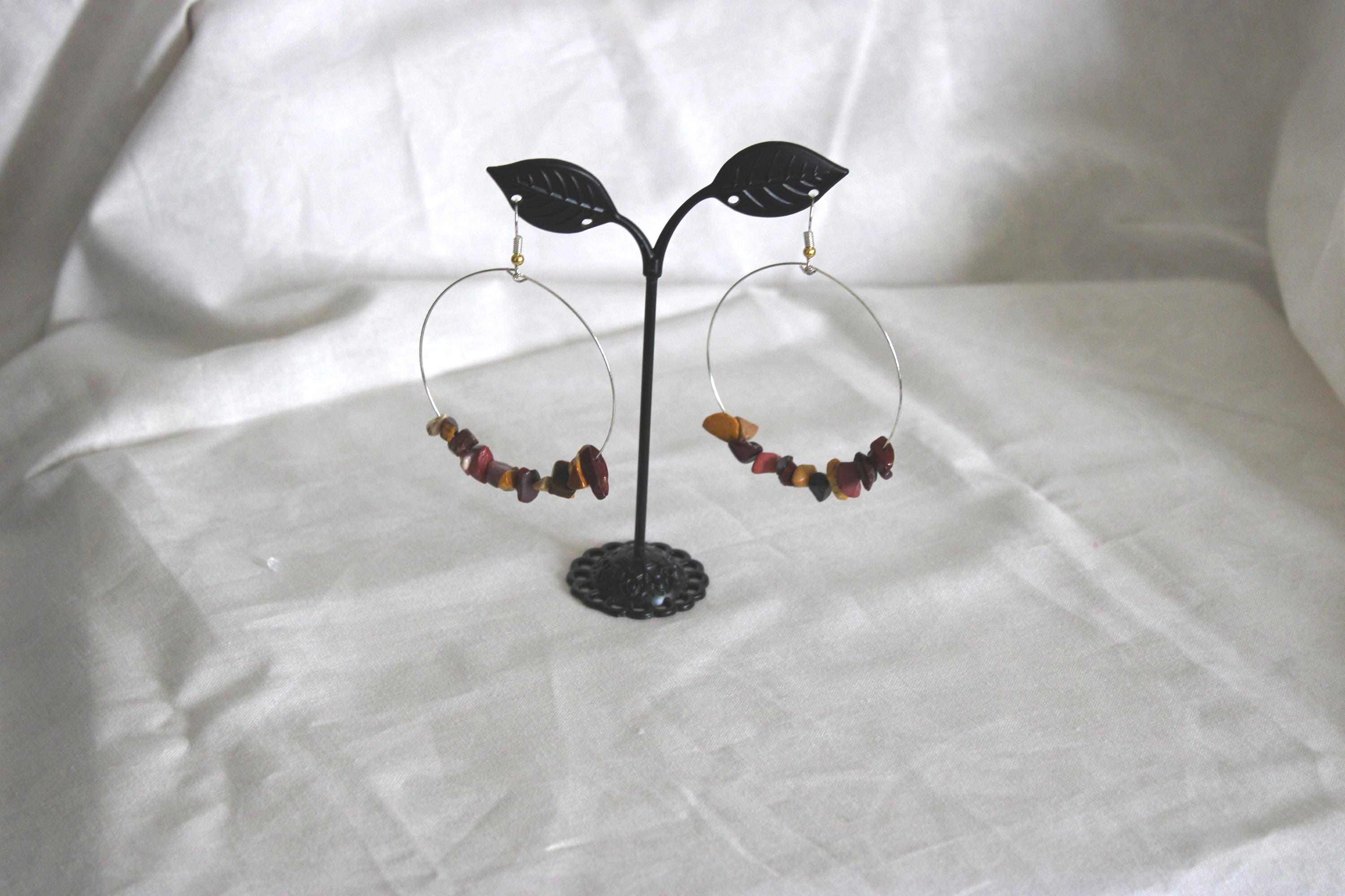 Boucles D'oreilles Pendantes Ethniques En Bois Noir - Grande Taille - Attaches Antiallergiques - Neuf Avec étiquettes