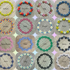 Stretchy Beaded Flower Bracelets & Anklets | Name Bracelets | Buy 3 Get 1 Free