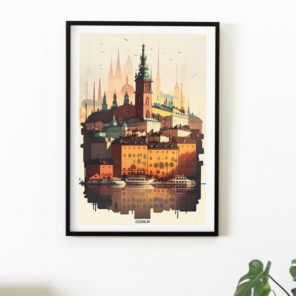 Printable wall art - Stockholm cityscape (digital download) - city art, digital prints, artful art