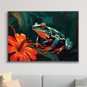 Red-Eyed Tree Frog Print, Tree Frog Wall Art, Colorful Rainforest Wall Art, Frog Art Posters, Jungle Tree Frog Art, Digital Printable