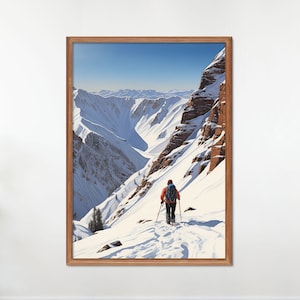 Backcountry Explorer Ski Print, Winter Art Painting, Mountain Ski Print, Ski Cafe Wall Art, Retro Ski Decor, Skiing Winter Art, Ski Alps Art