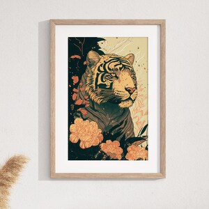 Japanese Tiger Print, Vintage Oriental Poster, Traditional Tiger, Japanese Tiger, Tiger Canvas, Tiger Wall Art, Modern Wall Art, Digital