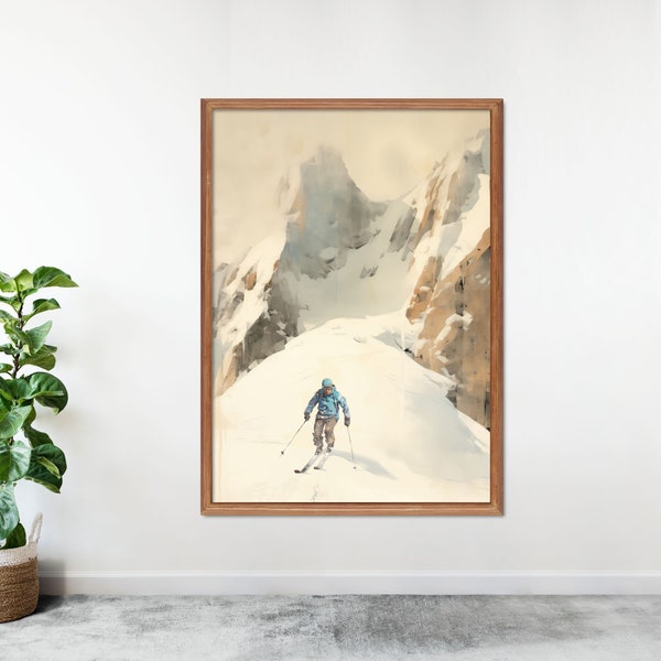 Vintage Ski Lodge Poster, Winter Poster Art, Italian Ski Print, Switzerland Wall Art, Retro Wall Decor, DIGITAL DOWNLOAD, PRINTABLE Wall Art