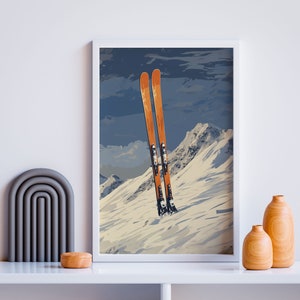 Vintage Ski Art Print, Retro Sking Poster, Winter Sport Art, Ski Gift, Vintage Travel Poster, DIGITAL DOWNLOAD, PRINTABLE Wall Art