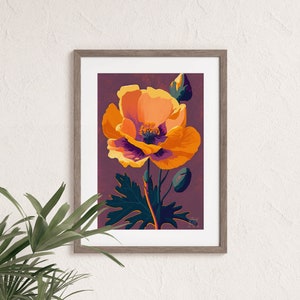 California Poppy Art Print, Flower Print, Botanical Print, California State Flower, Wall Art, Watercolor Wildflowers, California Wildflowers