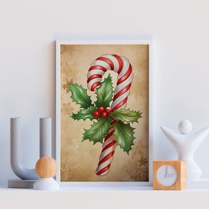 Rustic Christmas Wall Art Candy Cane Christmas Decor Christmas Decor Vintage Christmas Print Candy Cane Holiday Winter Digital Download