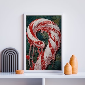 Christmas Candy Cane Poster Rustic Christmas Decor Red White Vintage Christmas Print Candy Cane Holiday Winter Digital Download