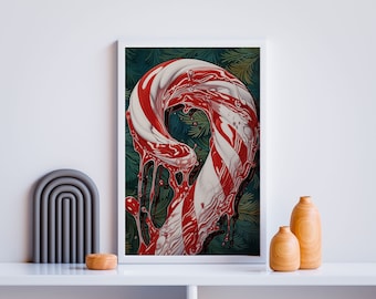 Christmas Candy Cane Poster Rustic Christmas Decor Red White Vintage Christmas Print Candy Cane Holiday Winter Digital Download