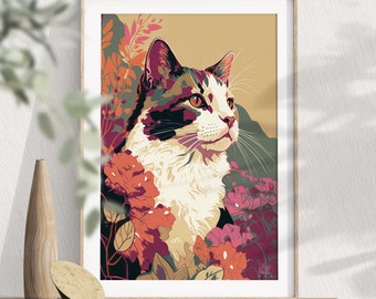 シャム猫のアートプリント、水彩画のシャム猫のギフト、手作りの猫の