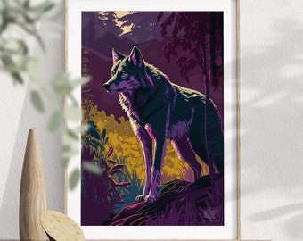 Lone Wolf Wall Decor, Howling Wolf Art, Wolf Home Decor, Wolf-Themed Wall Art,Home Decor, Wolf Wall Hanging, Western Decor, Digital Download