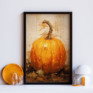 Pumpkin Watercolor Painting Print, Fall Wall Decor, Vegetable Still Life Wall Art, Pumpkins Kitchen Poster, Halloween Decor Ideas, Pumpkin