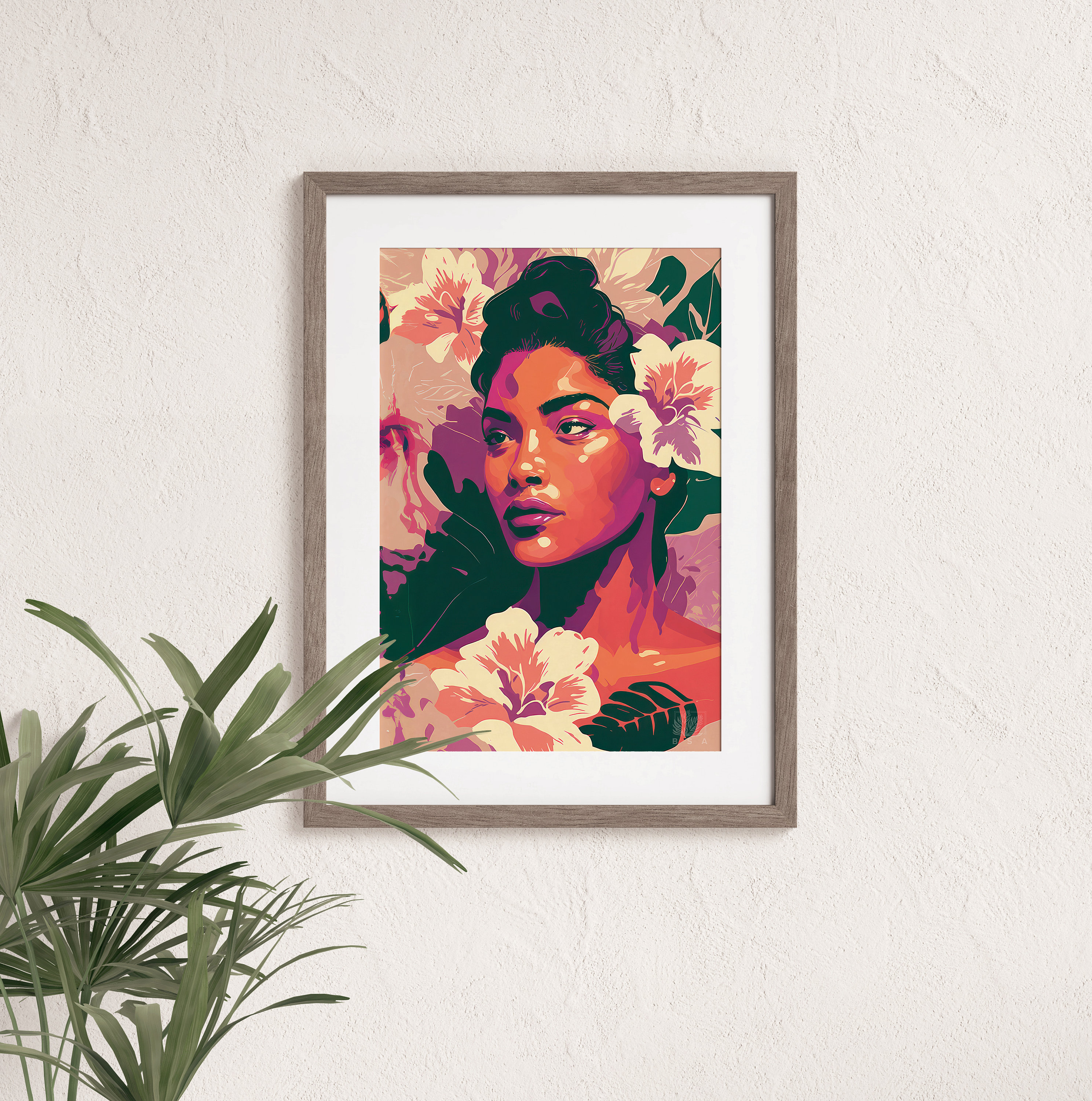 Hawaii Girl Poster, Hula Dancer, Aloha Wall Art, Woman Portrait, Hula Girl, Tropical Beach Print, Travel Poster, Fashion Poster, Digital Art
