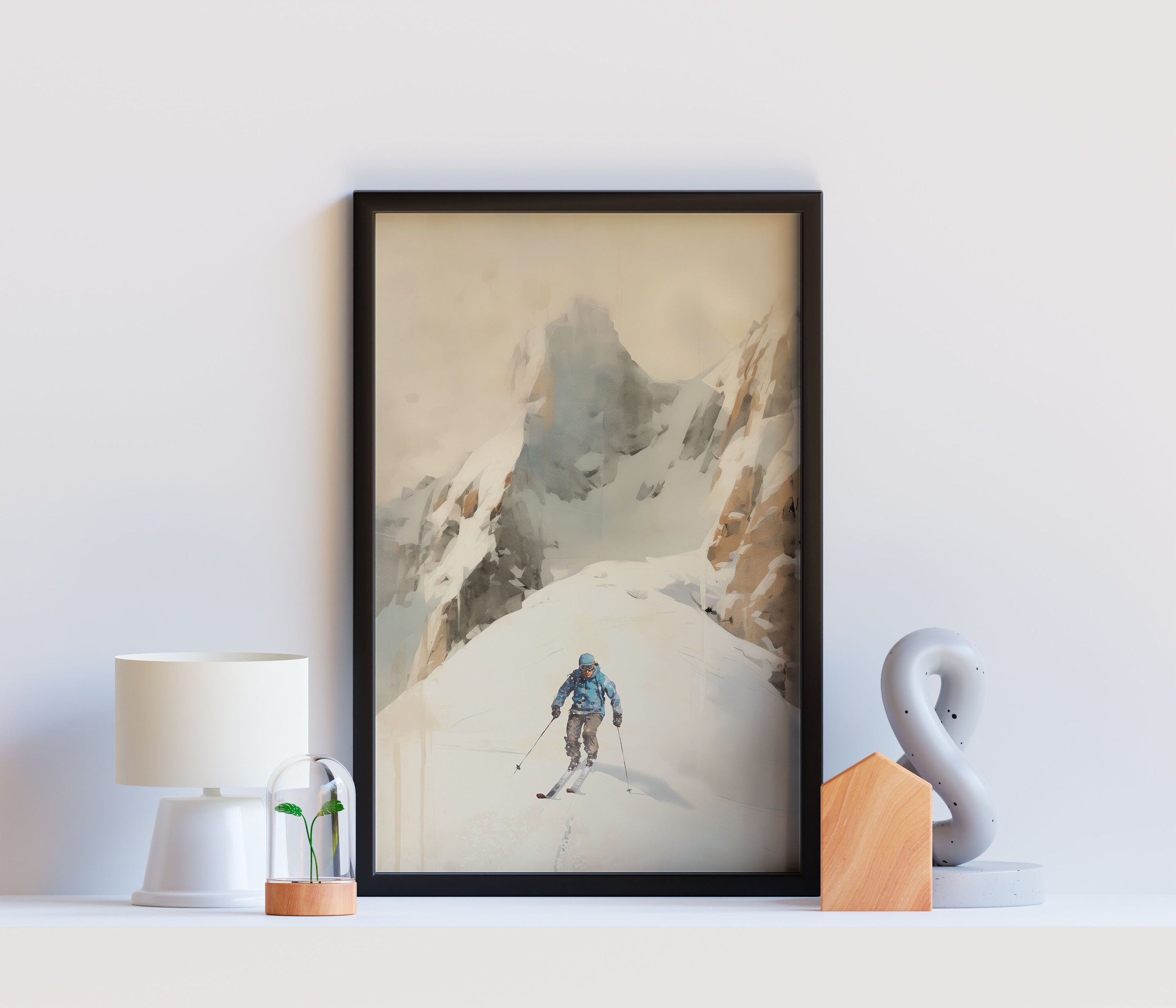 copia d'autore POSTER VINTAGE DOLOMITI TRENTINO SCI NEVE
