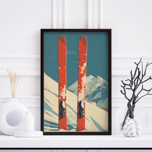 Retro Apres Ski Wall Art, Out of Office, Newspapers Magazine Print, Vintage Downhill Art, Digital Download, Ski Cabin Art, Winter Holiday