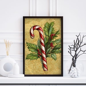 Christmas Poster Art Candy Cane Rustic Christmas Decor Christmas Decor Vintage Christmas Print Candy Cane Holiday Winter Digital Download