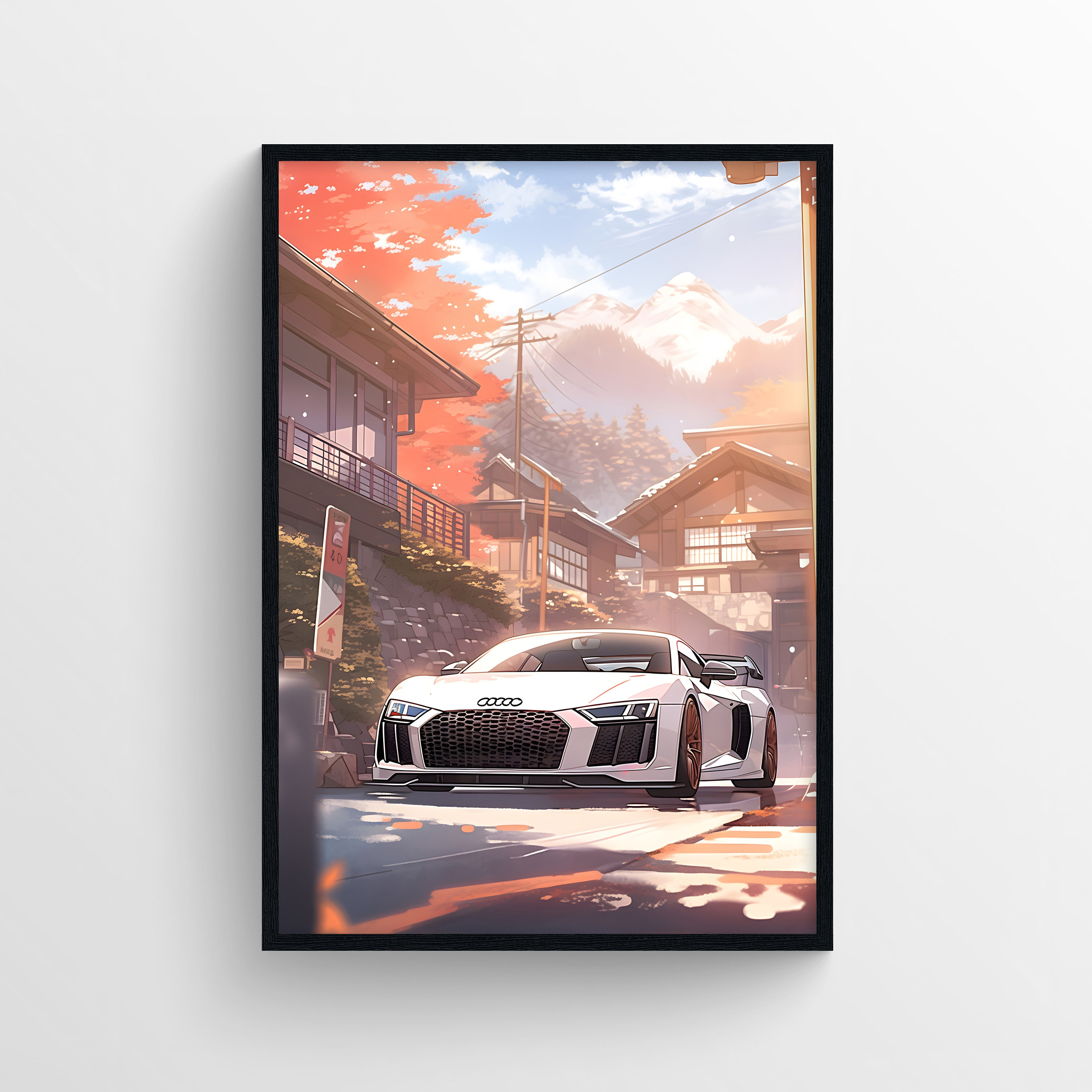 Artistic Audi R8 Mountain Sunshine, Digital Car Art Instant Download,  Printable Home Decor, Realistic Art Gift Poster, Vacation Winter Home