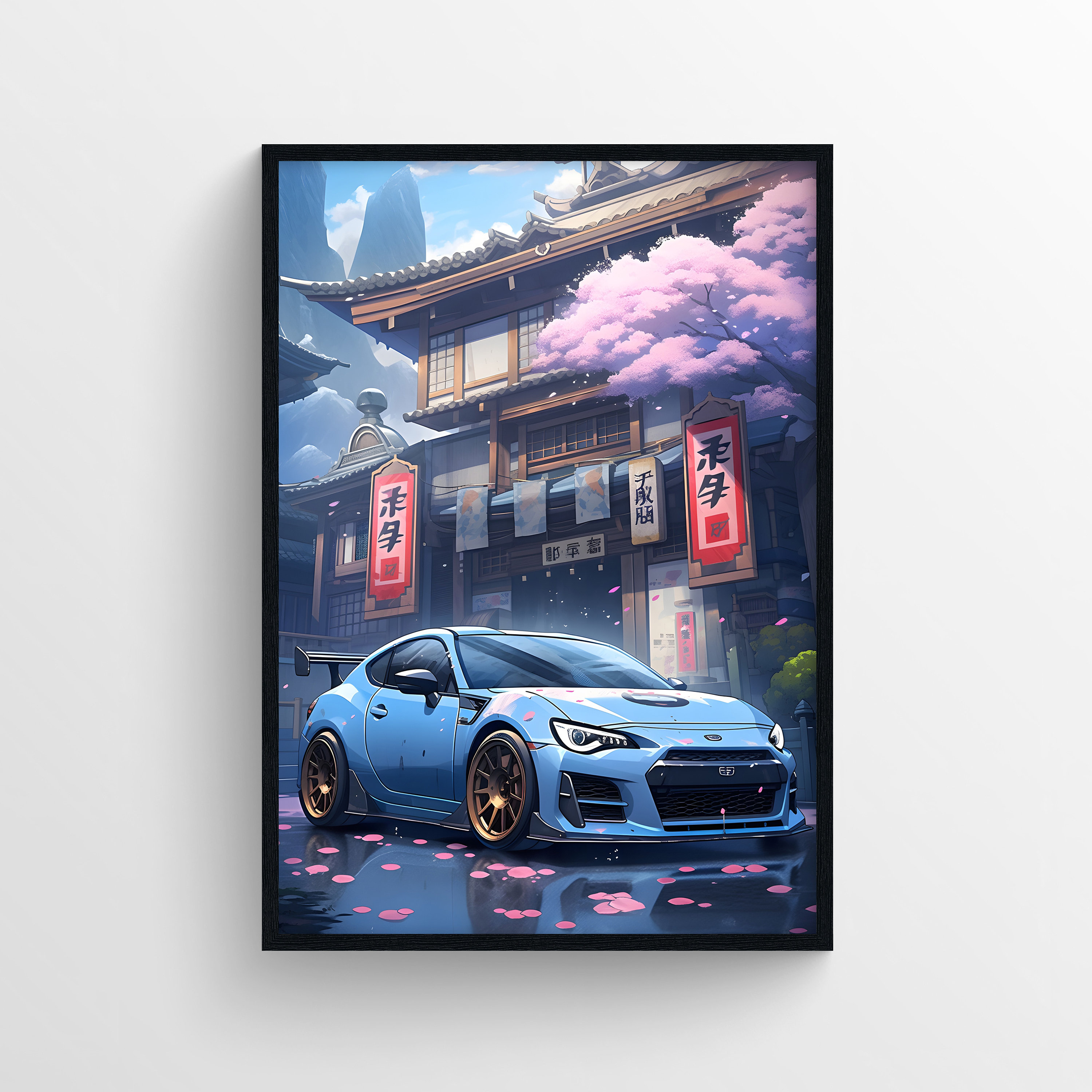 Artistic Subaru BRZ Japan Town, Car Art Print Framed / Unframed 