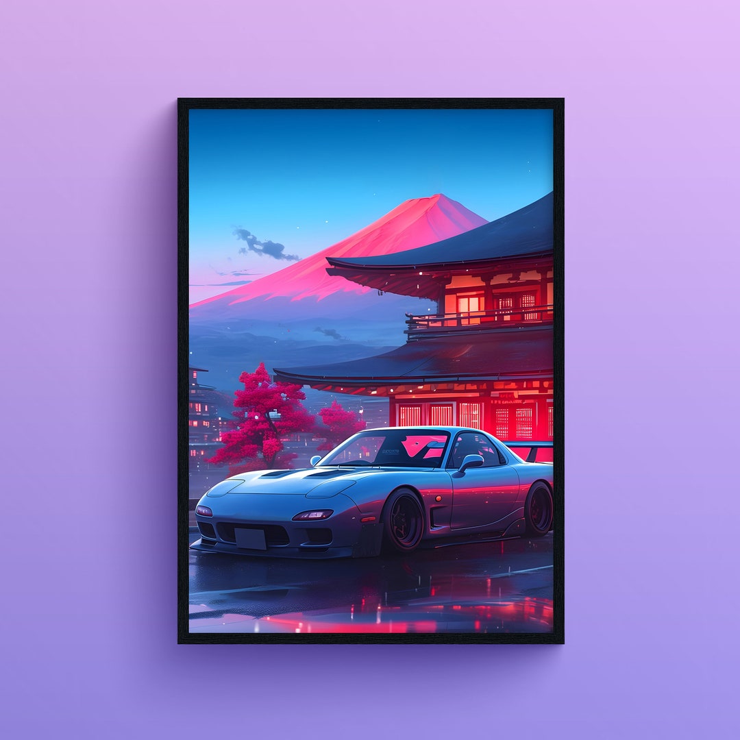 Mazda RX7 FD Purple Glow Japan, Digital Car Art Instant Download ...