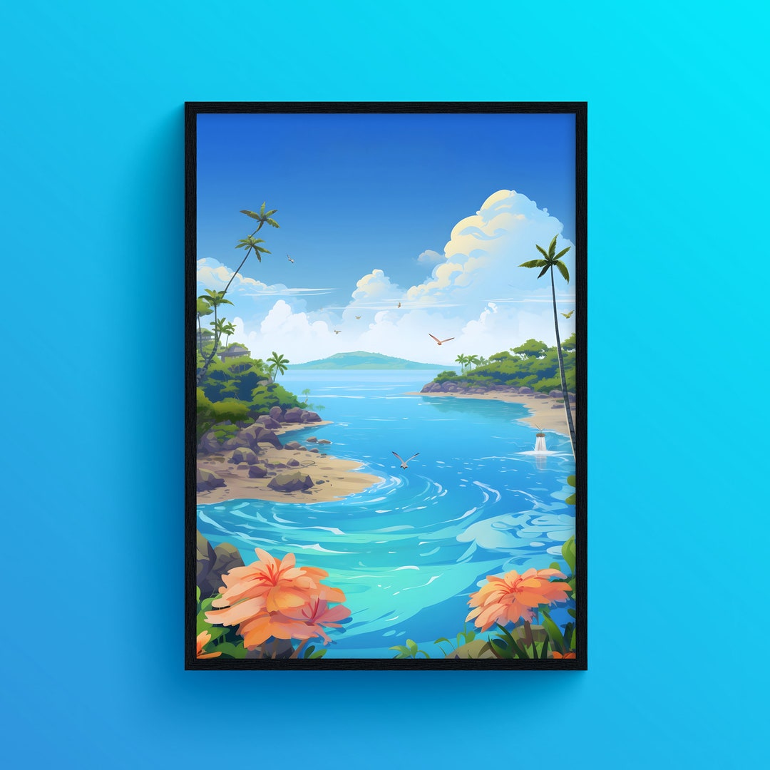 Okinawa Nature Beach Poster Art Instant Download Printable Etsy