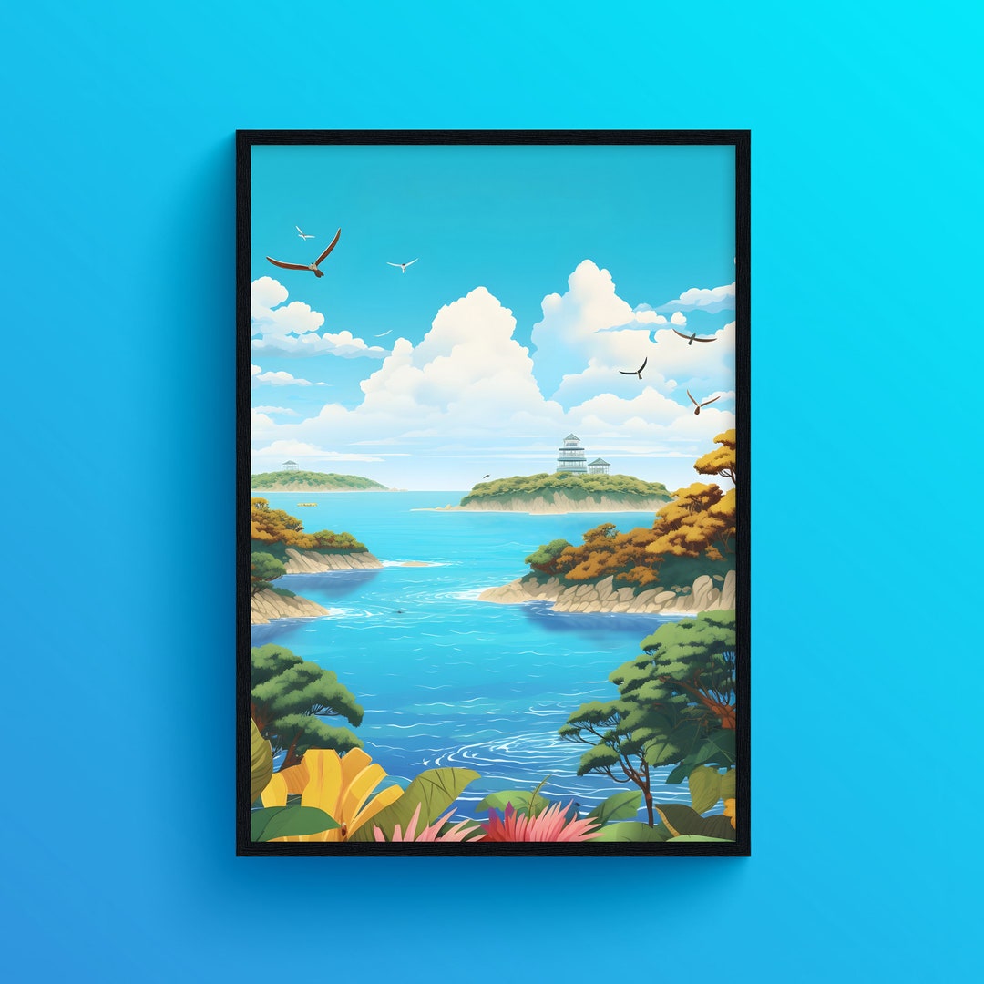 Okinawa Island Beach Poster Art Instant Download Printable Etsy