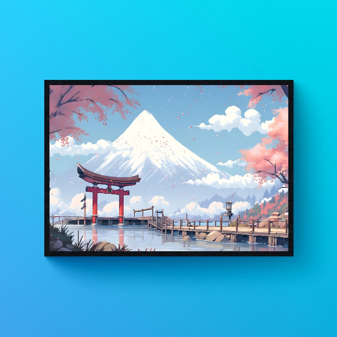 Traditional Japan Torii Gate Pixel Art Digital Car Art Etsy