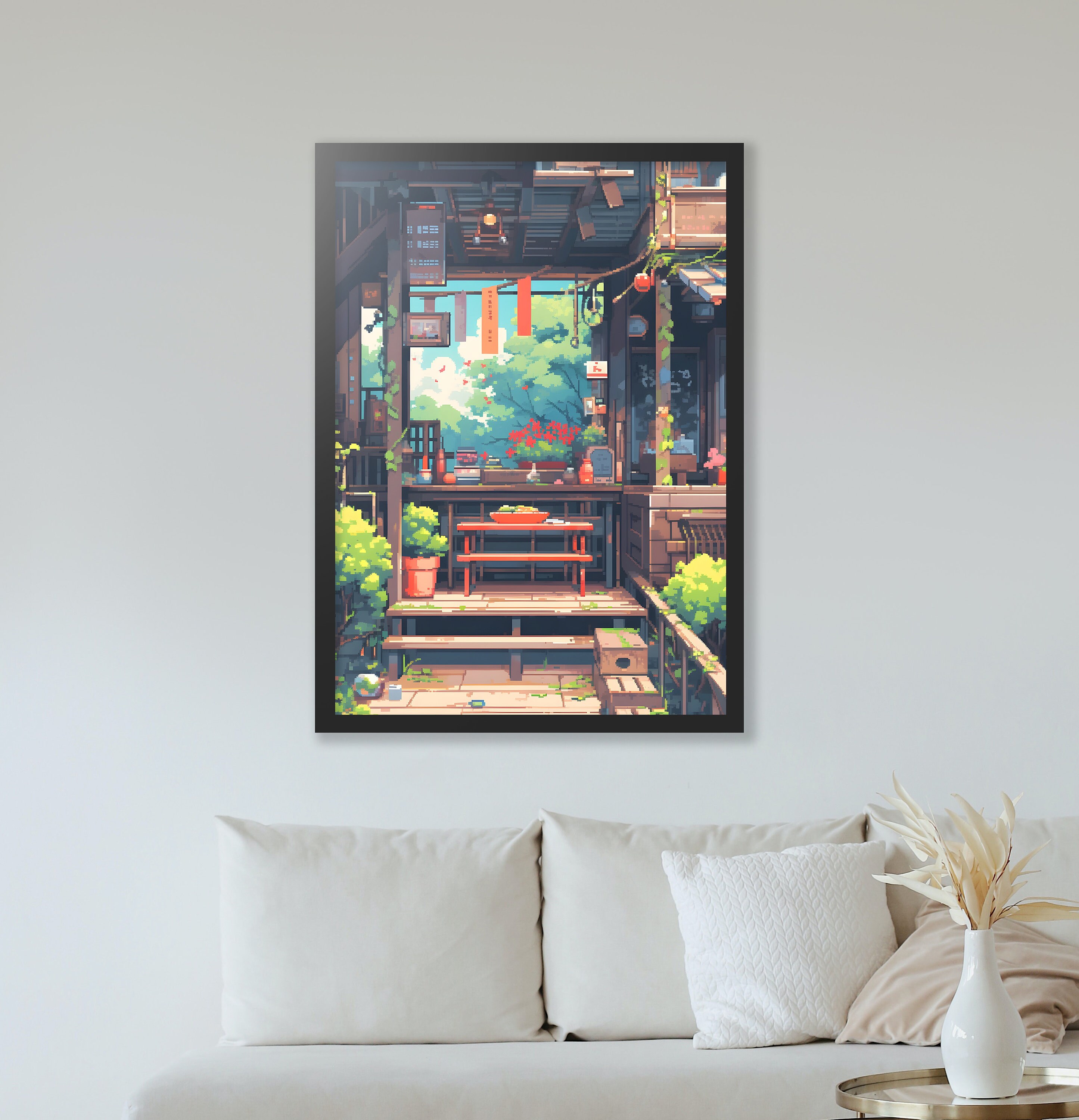 Pixel Art Japan Overgrow Bench House, Art Digital Instant Download ...