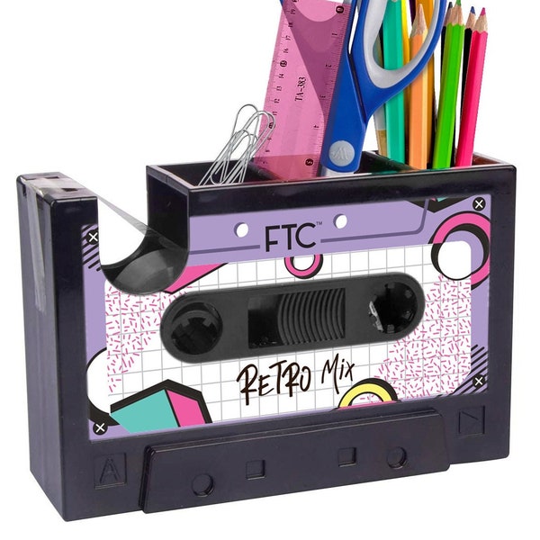 Novelty Cassette Tape Dispenser, Retro Supply Holder for Vintage Décor, Cool Office Supplies and Desk Accessories