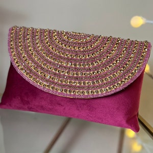 Embellished Envelope Clutch/Party clutch/Handmade clutch/clutch/Bride&#39;s clutches/Handmade clutch/ Pearl work clutch/Zardozi work Clutch